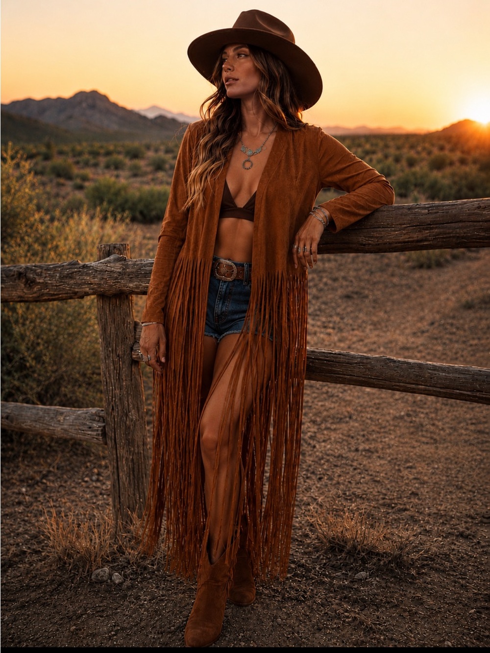 Raga Faux Suede Fringed Jacket NWT